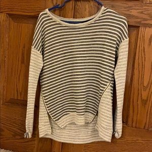 long sleeved blouse, black and white striped